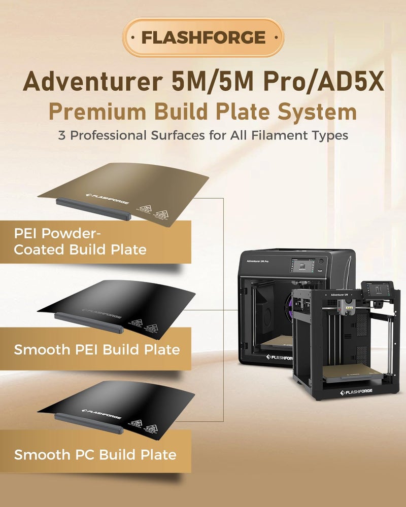 FLASHFORGE Adventurer 5M/5M Pro High-Temperature PC Plate, Magnetic Flexible Build Plate for ABS/ASA/PC Filaments - Smooth Surface, Tool-Free Removal, Perfect Adhesion for Professional 3D Printing - Image 2